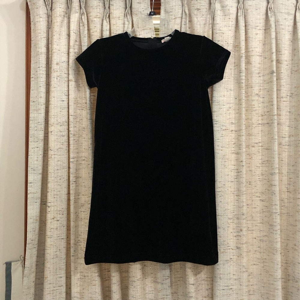 Crewcuts Girls Black Velvet Short Sleeve Shift Dress - 10